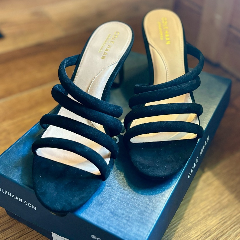 Women’s Cole Haan Adella Sandal 65 in black suede. Side 7. Grand series